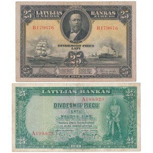 Łotwa, 2x 25 Latu 1928-1938 - zestaw (2szt)