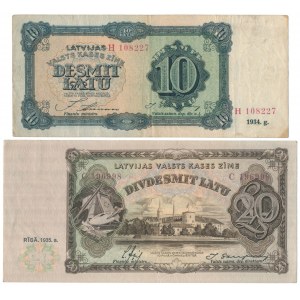 Łotwa, 10 i 20 Latu 1934-1935 - zestaw (2szt)