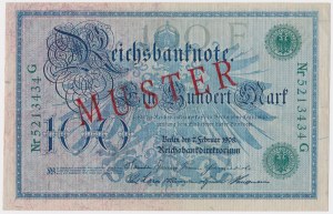 MUSTER, Germany, 100 Mark 1908