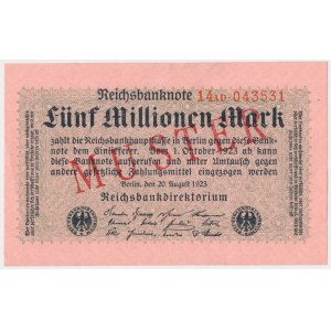 Niemcy, 5 mln Mark 1923 - MUSTER