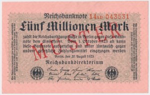 MUSTER, Germany, 5 million Mark 1923