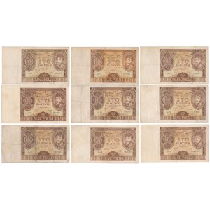 100 zł 1932-1934 - zestaw (9szt)