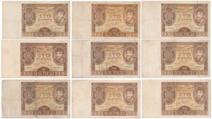 100 zloty 1932-1934 - set (9 pièces)