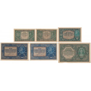 Zestaw 5, 10, 100 i 500 mkp 1919 Sierpień (6szt)