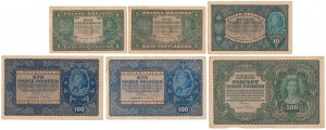 Jeu de 5, 10, 100 et 500 mkp 1919 August (6pc)
