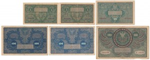 Jeu de 5, 10, 100 et 500 mkp 1919 August (6pc)