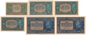 Jeu de 5, 10 et 100 mkp 1919 August (6pc)