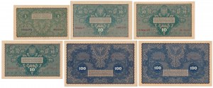 Jeu de 5, 10 et 100 mkp 1919 August (6pc)