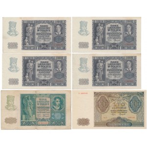 Zestaw 4x 20 zł, 50 zł 1940 i 100 zł 1941 (6szt)