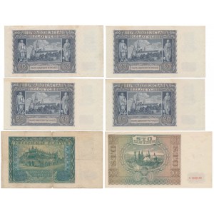 Zestaw 4x 20 zł, 50 zł 1940 i 100 zł 1941 (6szt)