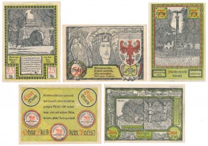 Myslibórz [Soldin], du 25 pfg au 2 mk 1921 - SANS numérateur (5pcs)