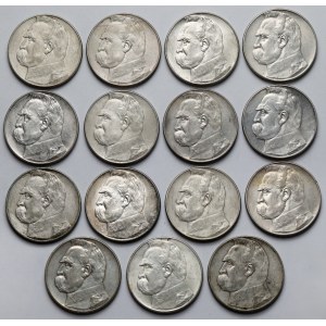 Piłsudski 10 złotych 1935-1937 - zestaw (15szt)