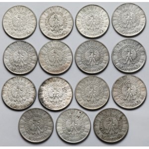 Piłsudski 10 złotych 1935-1937 - zestaw (15szt)
