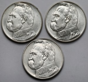 Piłsudski 10 zloty 1935-1937 - set (3pcs)