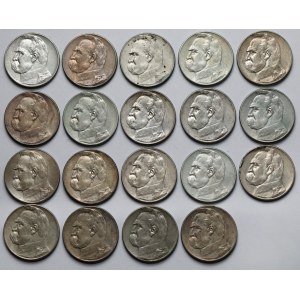 Piłsudski 5 złotych 1934-1936 - zestaw (19szt)