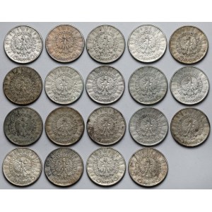 Piłsudski 5 złotych 1934-1936 - zestaw (19szt)