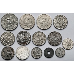 Królestwo Polskie i II Rzeczpospolita, 1-10 fenigów i 5 groszy - 5 złotych - zestaw (14szt)