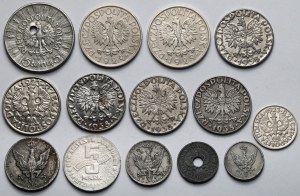 Royaume de Pologne et Deuxième République polonaise, 1-10 fenig et 5 grosze - 5 zloty - set (14pcs)