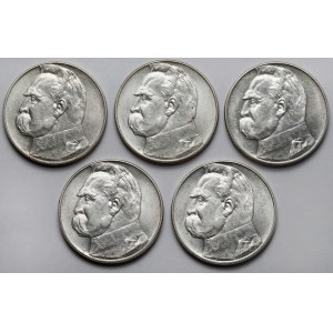 Piłsudski 10 złotych 1935-1936 - zestaw (5szt)