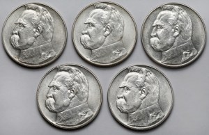 Piłsudski 10 zloty 1935-1936 - set (5pcs)