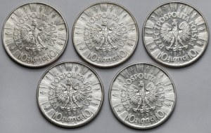 Piłsudski 10 zloty 1935-1936 - set (5pcs)