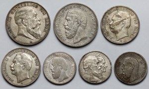 Germany, Baden, 2-5 marks 1876-1914 - set (7pcs)