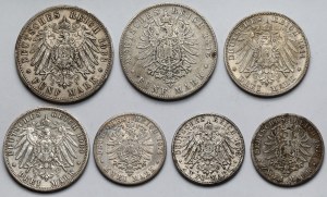 Germany, Baden, 2-5 marks 1876-1914 - set (7pcs)