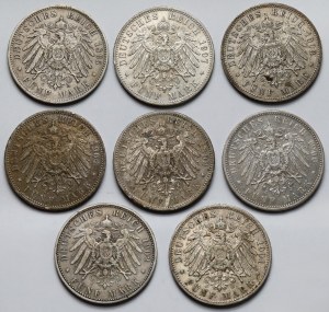 Germany, Bavaria, 5 marks 1895-1907 - set (8pcs)