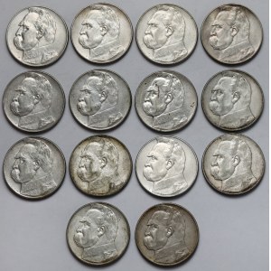 Piłsudski 10 złotych 1935-1937 - zestaw (14szt)