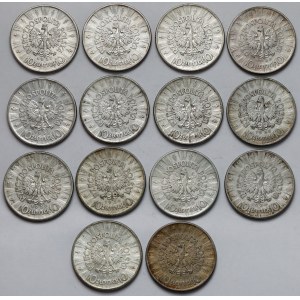 Piłsudski 10 złotych 1935-1937 - zestaw (14szt)