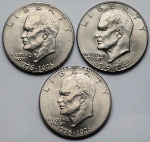 USA, $1 1974-1976 - set (3pc)