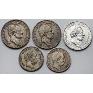 Niemcy, Saksonia, 2-3 marki 1876-1913 - zestaw (5szt)