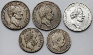 Germany, Saxony, 2-3 marks 1876-1913 - set (5pcs)