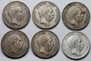 Allemagne, Saxe, 5 marks 1875-1902 - set (6pcs)