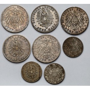 Niemcy, Hamburg, 2-5 marek 1875-1907 - zestaw (8szt)