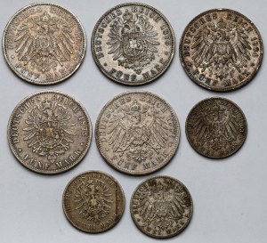 Germany, Hamburg, 2-5 marks 1875-1907 - set (8pcs)