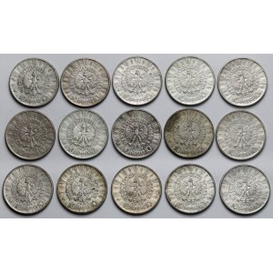 Piłsudski 10 złotych 1935-1937 - zestaw (15szt)