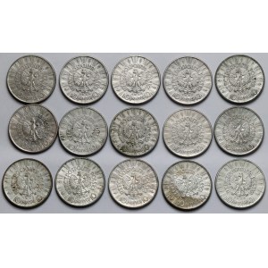 Piłsudski 10 złotych 1935-1936 - zestaw (15szt)