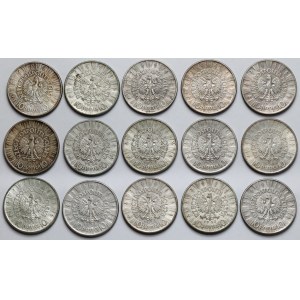 Piłsudski 10 złotych 1935-1937 - zestaw (15szt)