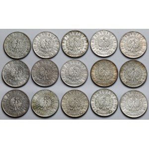 Piłsudski 10 złotych 1935-1937 - zestaw (15szt)