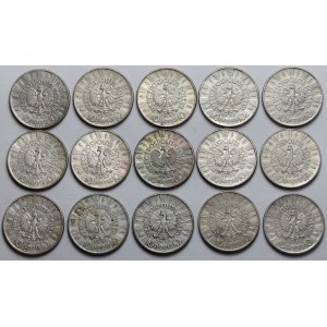 Piłsudski 10 złotych 1935-1937 - zestaw (15szt)