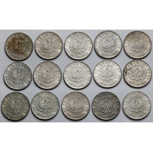 Piłsudski 10 złotych 1935-1937 - zestaw (15szt)