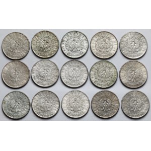 Piłsudski 10 złotych 1935-1937 - zestaw (15szt)