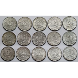 Piłsudski 10 złotych 1935-1936 - zestaw (15szt)