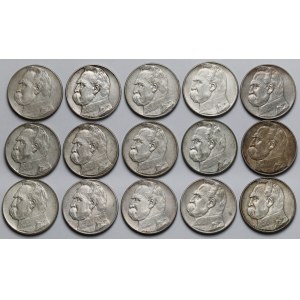 Piłsudski 10 złotych 1935-1937 - zestaw (15szt)