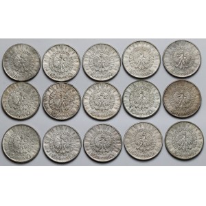 Piłsudski 10 złotych 1935-1937 - zestaw (15szt)