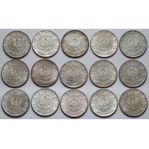 Piłsudski 10 złotych 1935-1937 - zestaw (15szt)