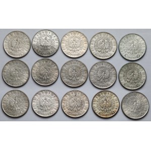 Piłsudski 10 złotych 1935-1937 - zestaw (15szt)