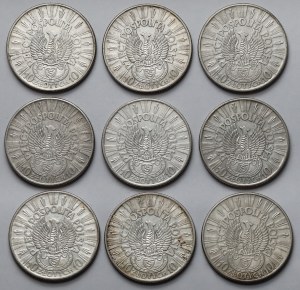 Strzelecki, Piłsudski 10 zloty 1934 - set (9pcs)