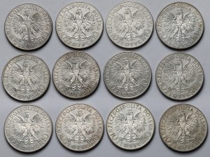 10 złotych 1933 Sobieski i Traugutt - zestaw (12szt)